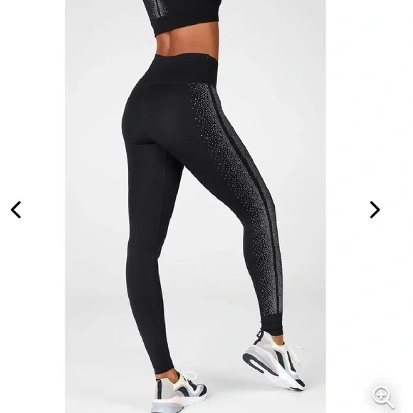 Reflective Legging Fabletics High-Waisted Sculptknit Black Silver Size Small - Picture 8 of 17